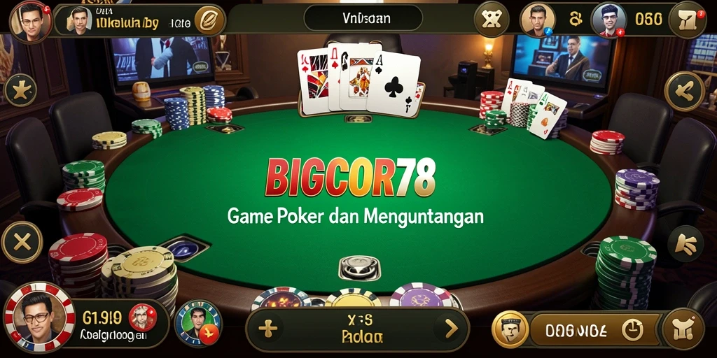 Tampilan screenshot dari gameplay Poker yang mendebarkan.