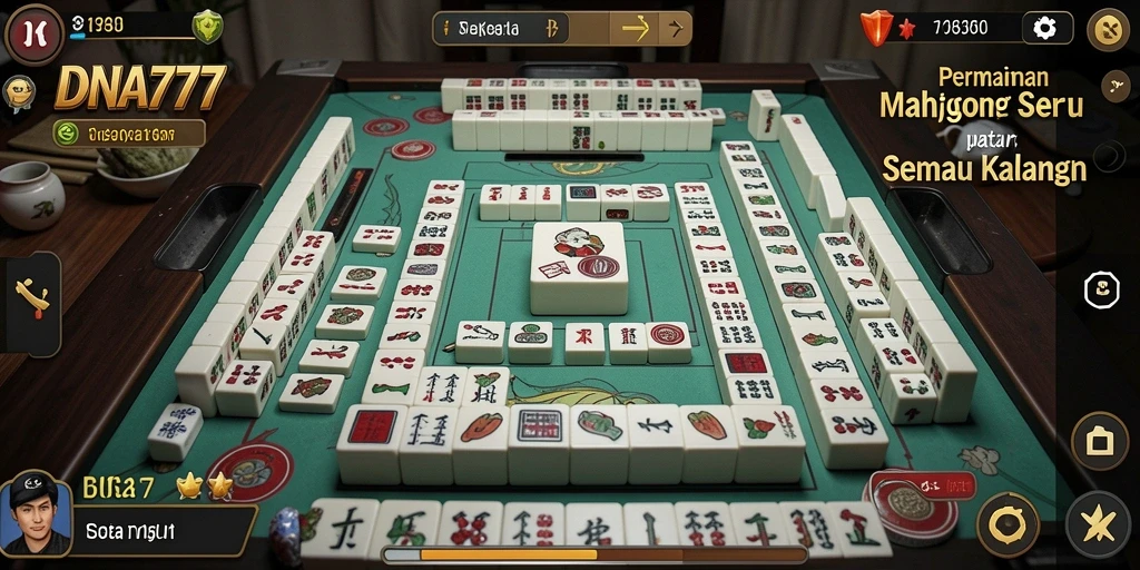 Screenshot gameplay DNA777, menunjukkan aksi seru permainan Mahjong.