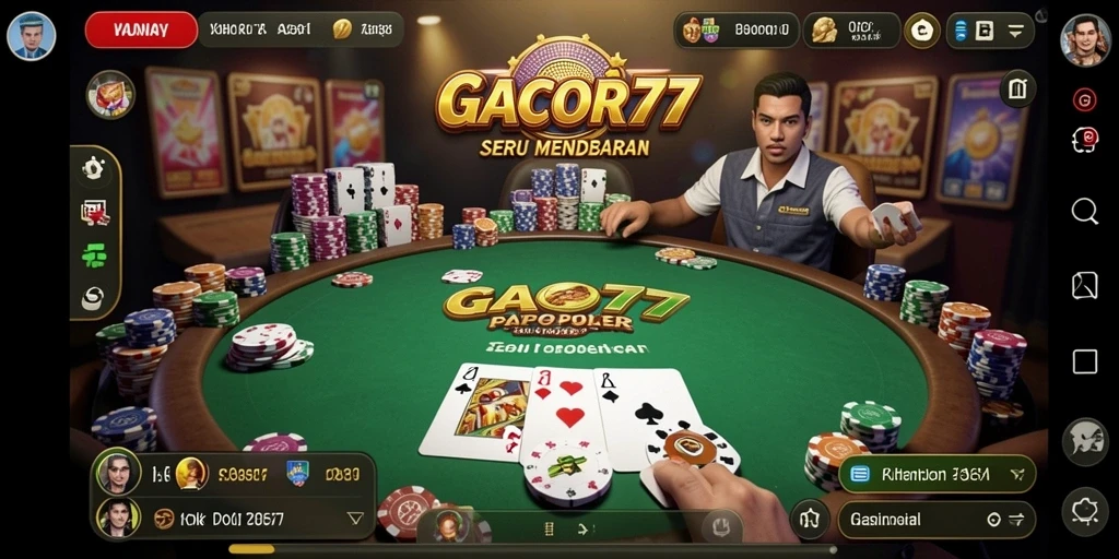 Tampilan gameplay GACOR77 yang mendebarkan dalam permainan Poker.
