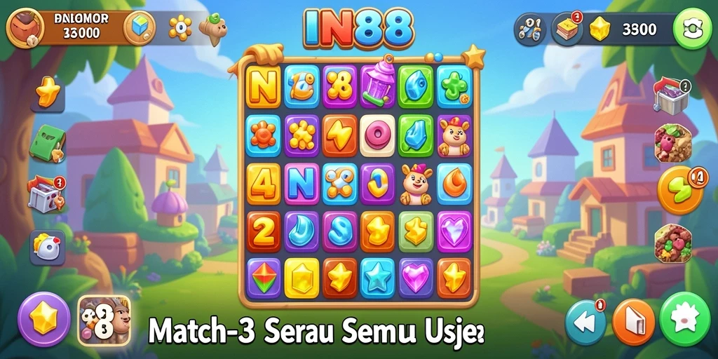 Screenshot gameplay IN88 yang menarik dan penuh tantangan Match-3.