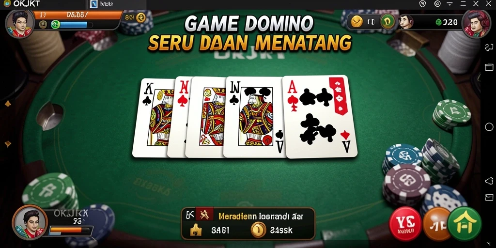 Screenshot gameplay OKJKT yang menampilkan aksi seru permainan Domino.