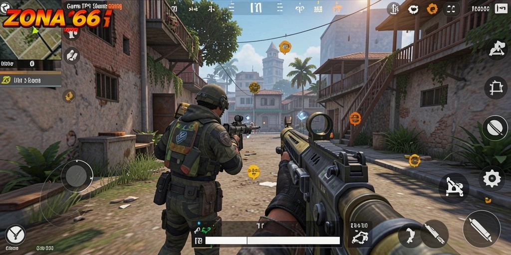 Tampilan gameplay ZONA66 yang penuh aksi dan strategi.